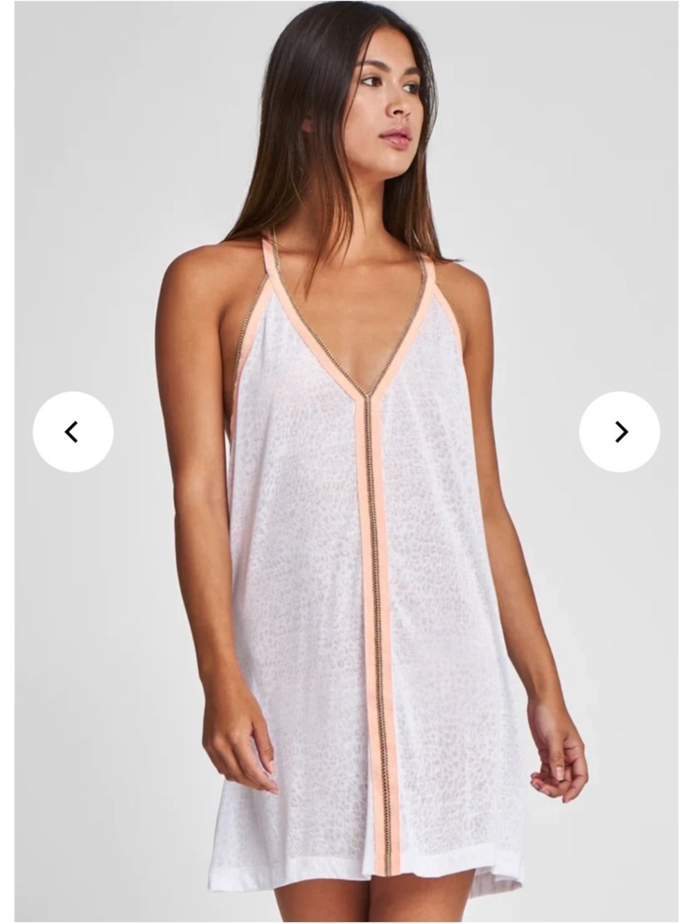 Pitusa White Cover-Up with Peach Trim and Multicolor Cord